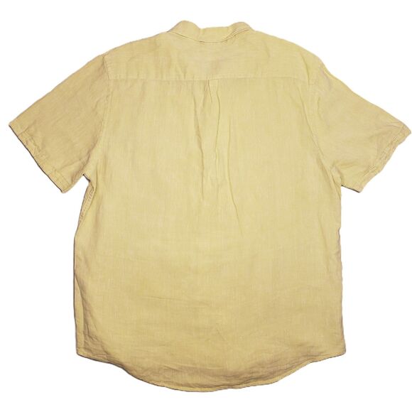 Saks Fifth Avenue 100% Linen Shirt Mens 2XL Yellow Summer Beach Vacation - Picture 2 of 6